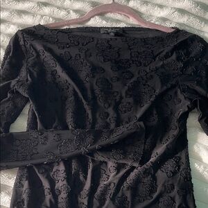 rag & bone Black Textured Floral Long Sleeve Top